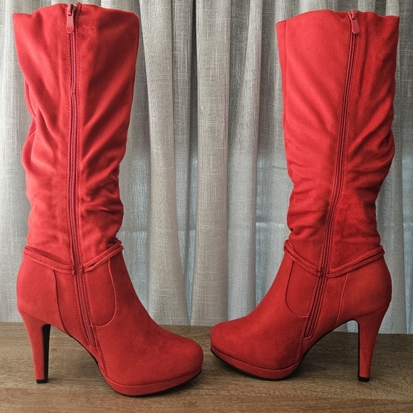 ❤️❤️NEW RED KNEE HIGH BOOT HEELS❤️❤️ - Picture 5 of 8